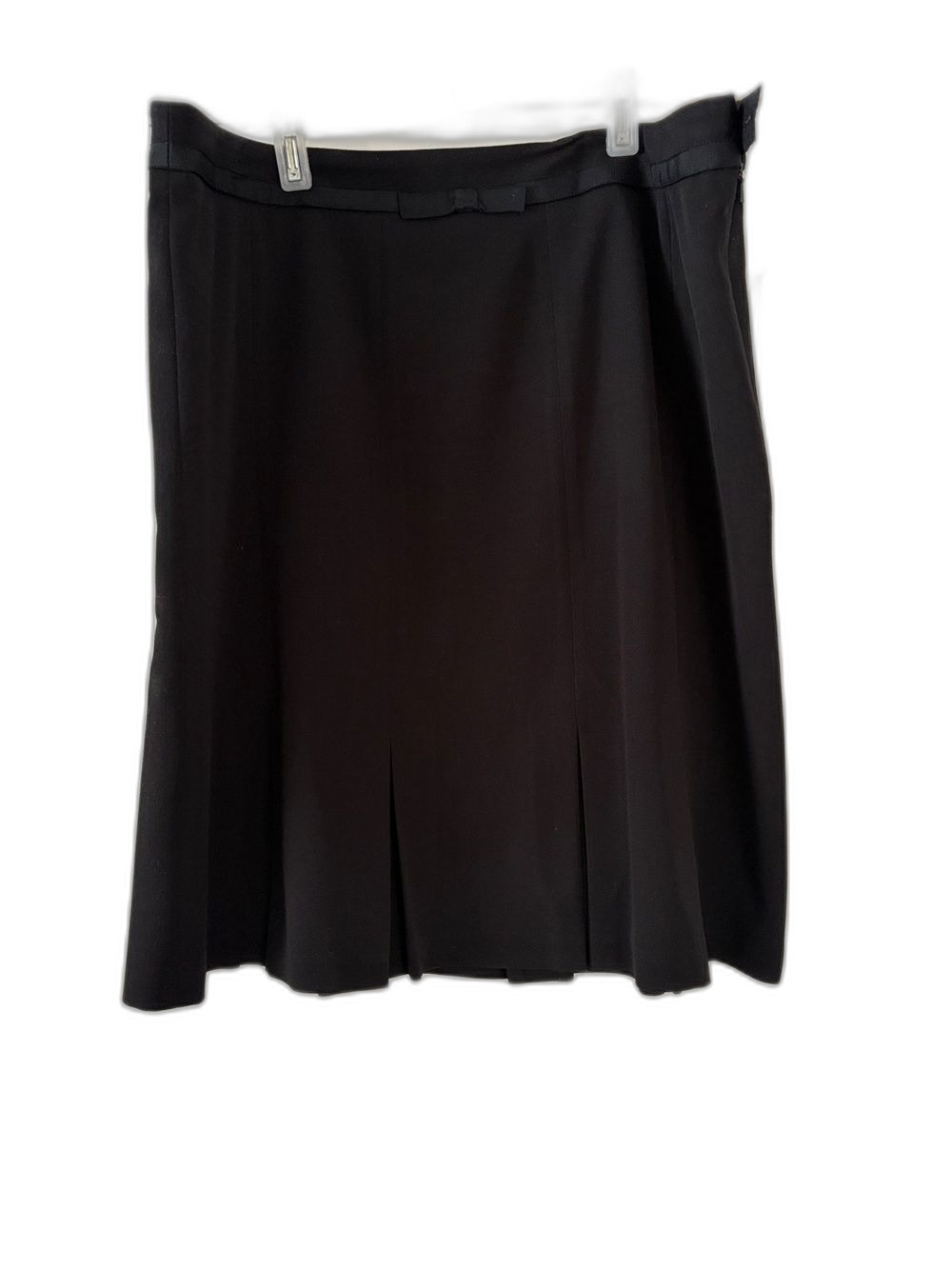 Sigrid Olsen Black Pleated A-Line Skirt Ribbon Bow Detail Size 14 XL